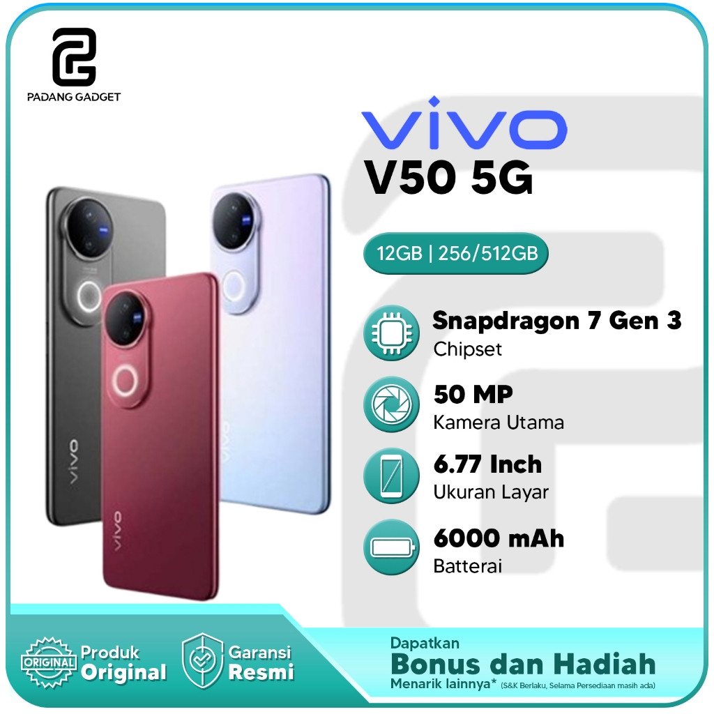 Vivo V50 5G 12GB | 256/512GB Hp Android Smartphone Terbaru Original Garansi Resmi