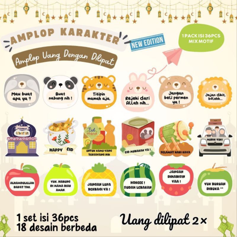 

Amplop Lebaran / Amplop Karakter / Amplop Lucu / Amplop Unik / Amplop Kondangan / Angpau