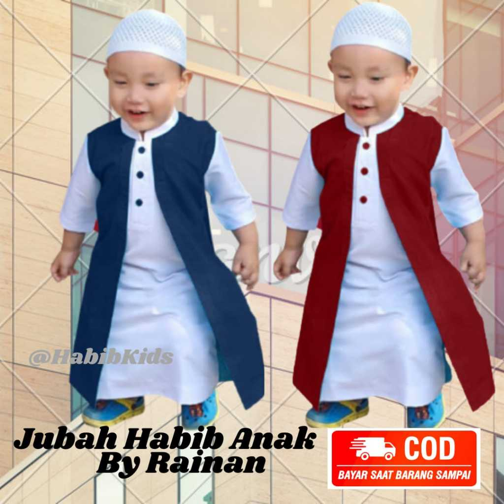 HABIB KIDS Jubah Anak Model Habib Bonus Peci Usia 1-12 tahun / Baju Muslim Terbaru / Pakaian Muslim 