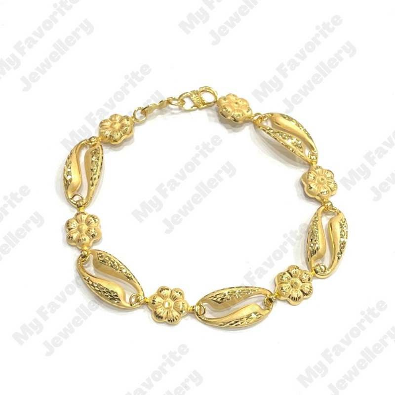 Gelang Model Oval S dengan Sentuhan Bunga Yang Elegan EMAS ASLI Kadar 700 16K