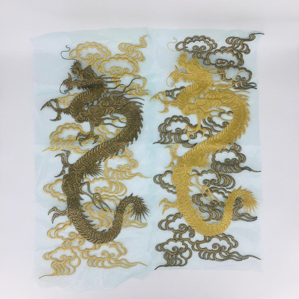 1Pcs Bordir Jahit Patch Naga Awan Besar (Dragon In Cloud)