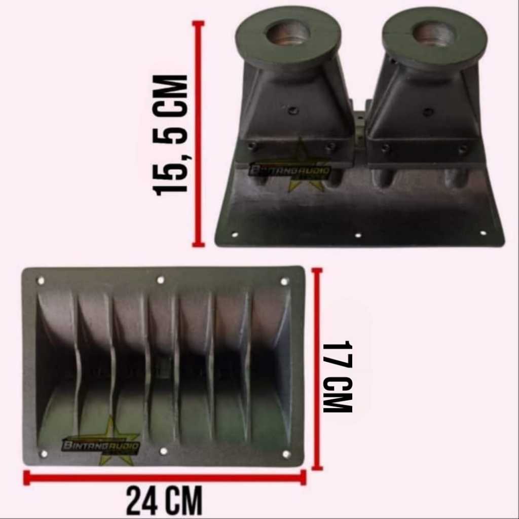 Horn Twiter Line Array Ukuran 17x24 cm Double Exit 2x1inch / Corong Tweeter Multi Drat Baut Bahan Co