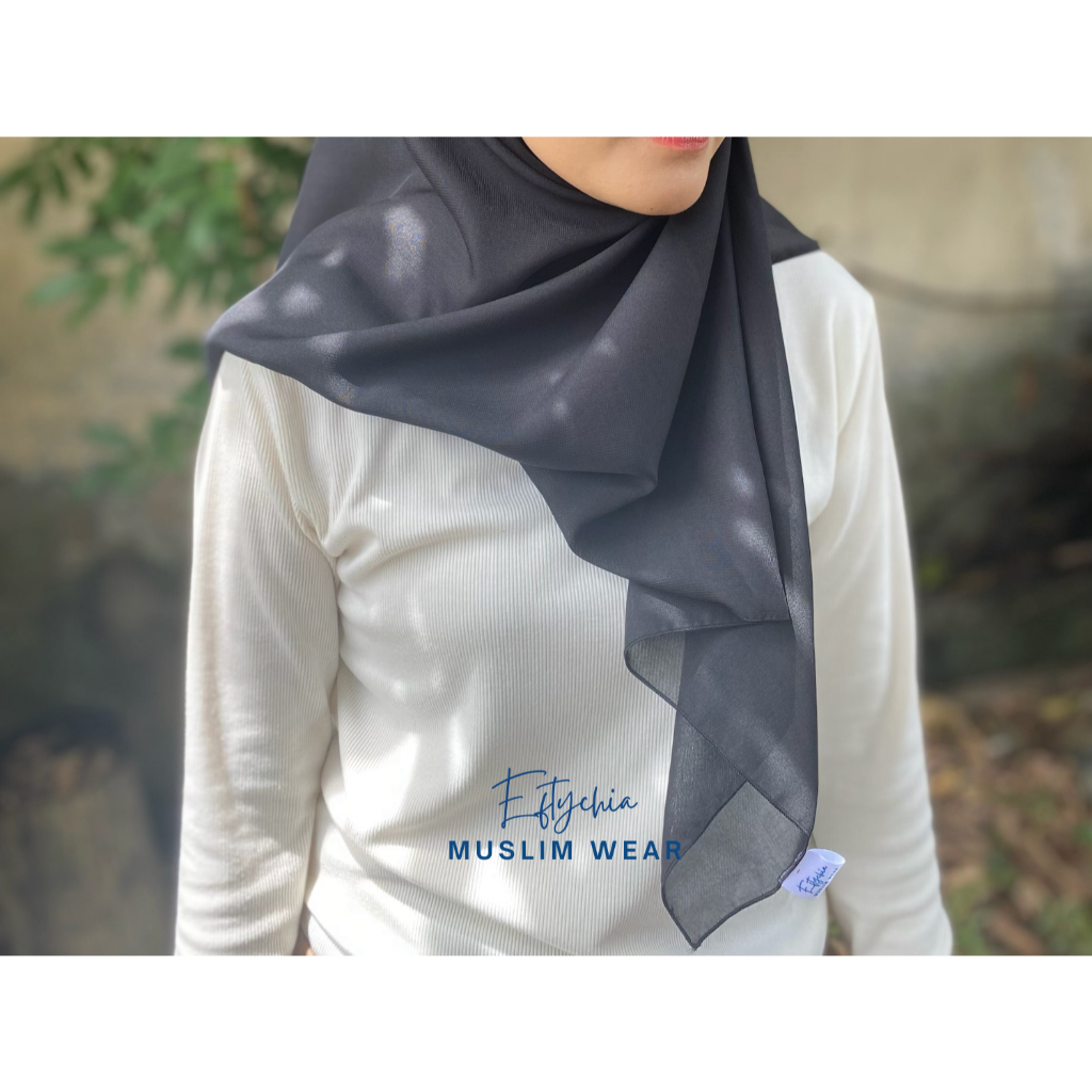 Hijab Segiempat Pollycotton | Black | Eftychia Muslim Wear