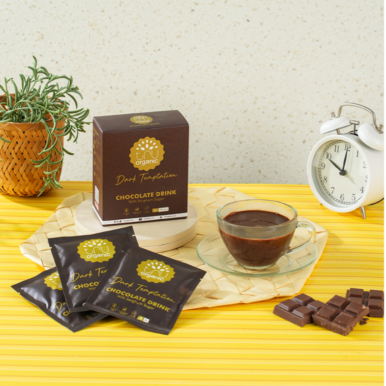 

TRUorganic Chocolate Dark Temptation 5 Sachet - Minuman Cokelat Rendah Kalori dengan Gula Sorghum