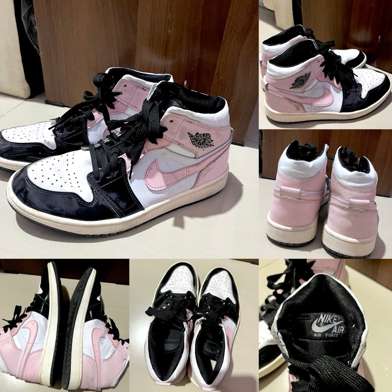 PRELOVED SEPATU SHOES ORIGINAL NIKE AIR JORDAN FORCE 1 UK 43 INSOLE 27,5CM WARNA BLACK PINK