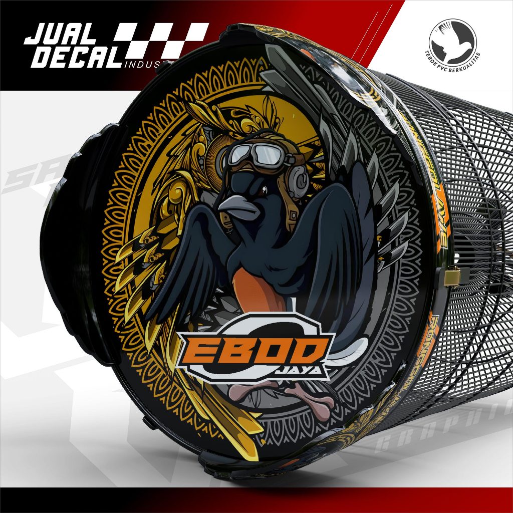 Stiker Sangkar Murai EBOD Jaya Ronggolawe Custom Decal Tebok Kandang Burung Kacer Anis Variasi