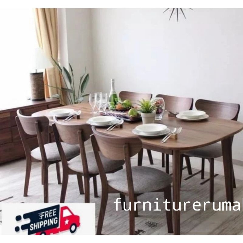 set meja makan 6 kursi kayu jati minimalis, meja makan jati 6 kursi minimalis