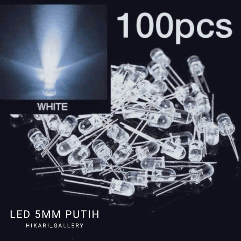 [GROSIR] 100pcs LED Bening Nyala PUTIH 5mm / LED 5mm Bening nyala putih isi 100 pcs / Lampu LED puti
