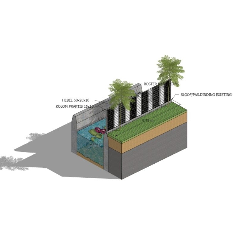 jasa design 3D eksterior render isometrik