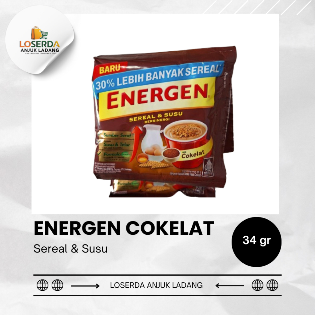

Energen Sereal Cokelat 34 Gram | Isi 10 Sachet