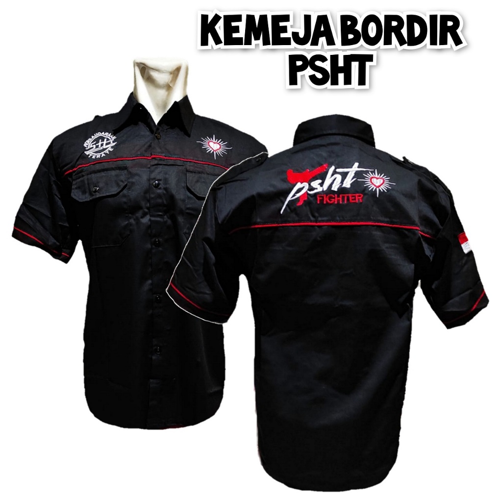 Kemeja PSHT Bordir Terbaru Distro Keren - Hem PSHT Simpel Pria - Hem Pencak Silat SH Terate