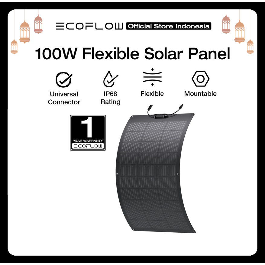 EcoFlow Solar Panel Flexible 100W Panel Surya IP68 Anti Air Dapat Melengkung 258° Untuk Atap Mobil V