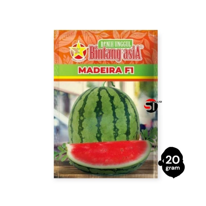Benih Semangka Hybrida Berbiji MADEIRA F1 isi 20 gram.