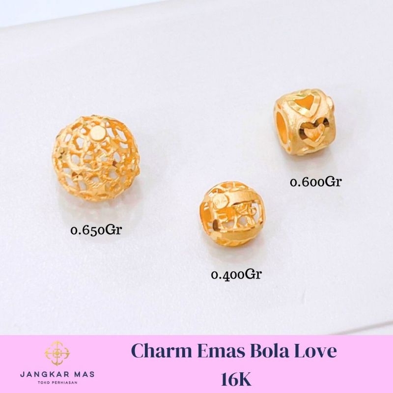 CHARM EMAS BOLA LOVE KADAR 16K