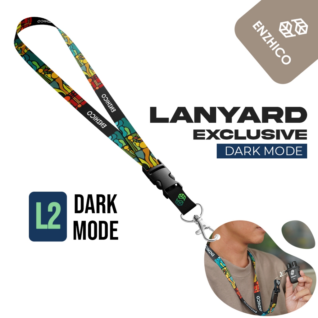 

ENZHICO Lanyard DARK MODE Warna Hitam Tali lanyard panjang Tali gantungan kunci Tali lanyard Lanyard 2 sisi Lanyard gaul
