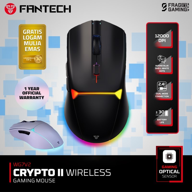 Fantech WG7 V2 / WG7-V2 / WG-7V2 / WG7V2 Wireless Gaming Mouse With RGB Gaming Optical Sensor