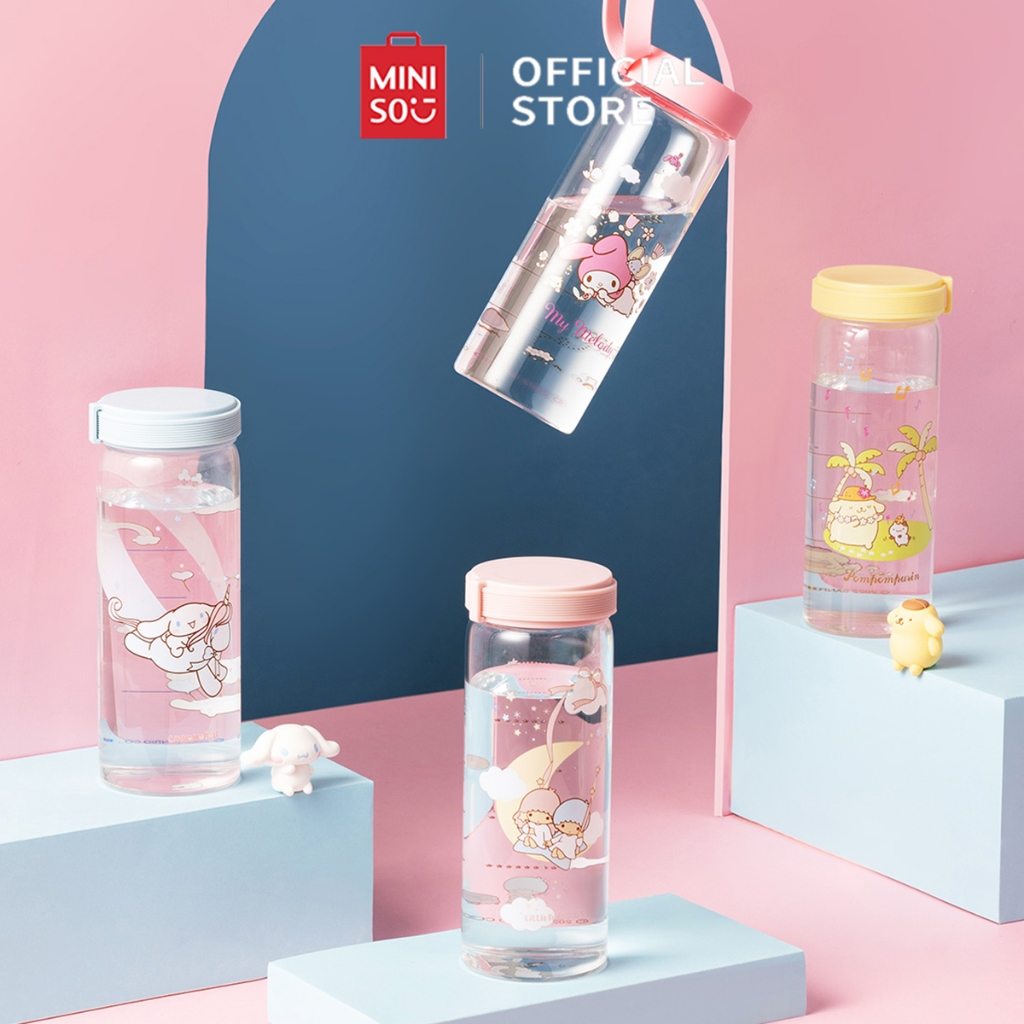 Miniso Sanrio characters High Borosilicate Glass Bottle with Handle 340mL