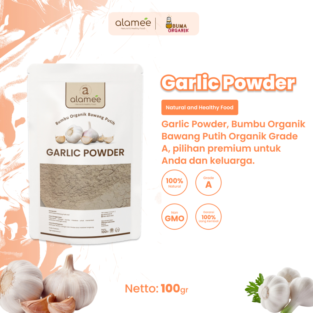 

Bawang Putih Bubuk Ground Garlic Powder Bumbu Dapur Organik Rempah Rimpang Murni Asli Tanpa Campuran 50gram