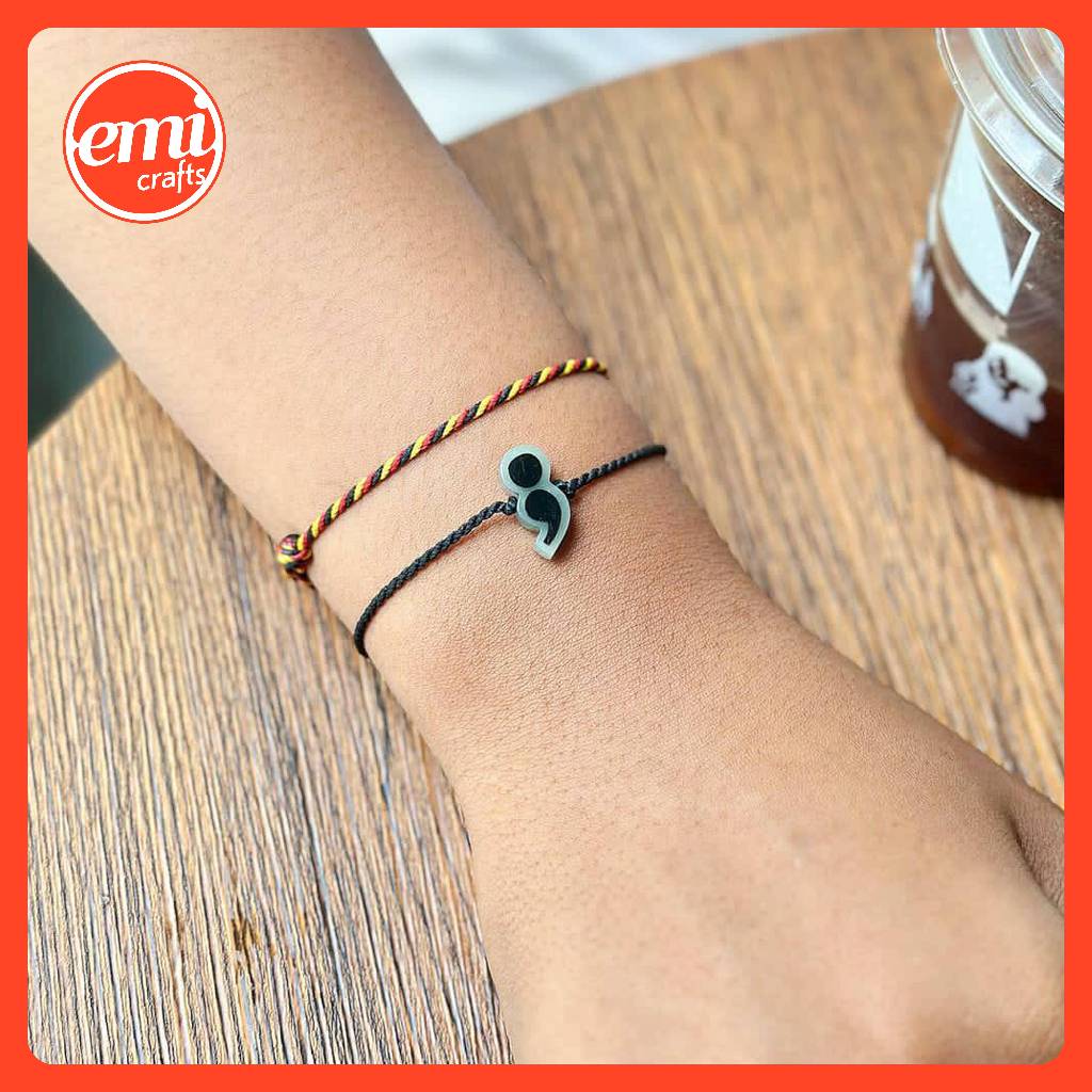 Emicraftt - Gelang Anxiety Semicolon - Mental Health Bracelet Glow In The Dark