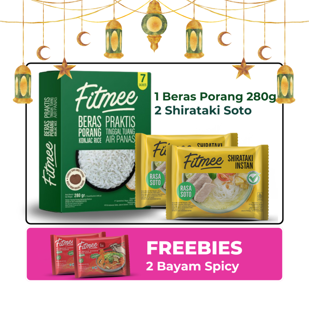 

HAMPERS FITMEE BERAS PORANG 280 GR + SHIRATAKI SOTO FREE BAYAM SPICY
