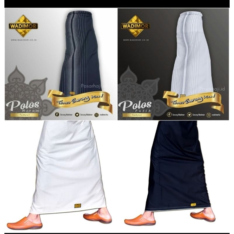 SARUNG WADIMOR WARNA HITAM POLOS, SARUNG WADIMOR WARNA PUTIH POLOS