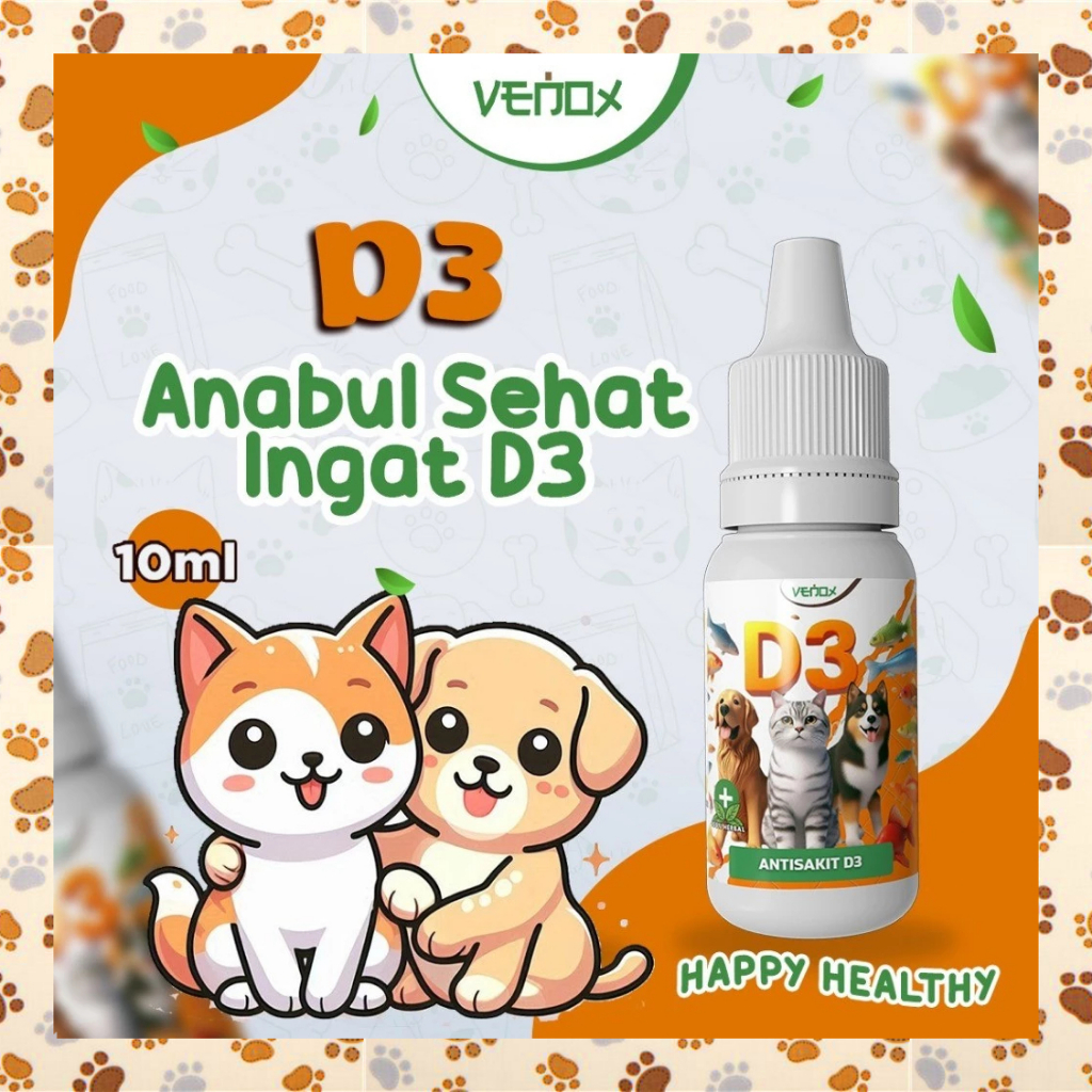 C43EC2 Venox ANTISAKIT D3 Obat Kucing Anjing Vitamin Anti Sakit Virus Bakteri Demam Saraf Pincang Lu