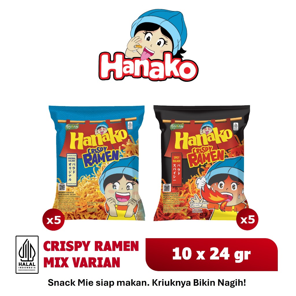 

Hanako Snack Crispy Ramen Mix Variants 10 x 24 gr