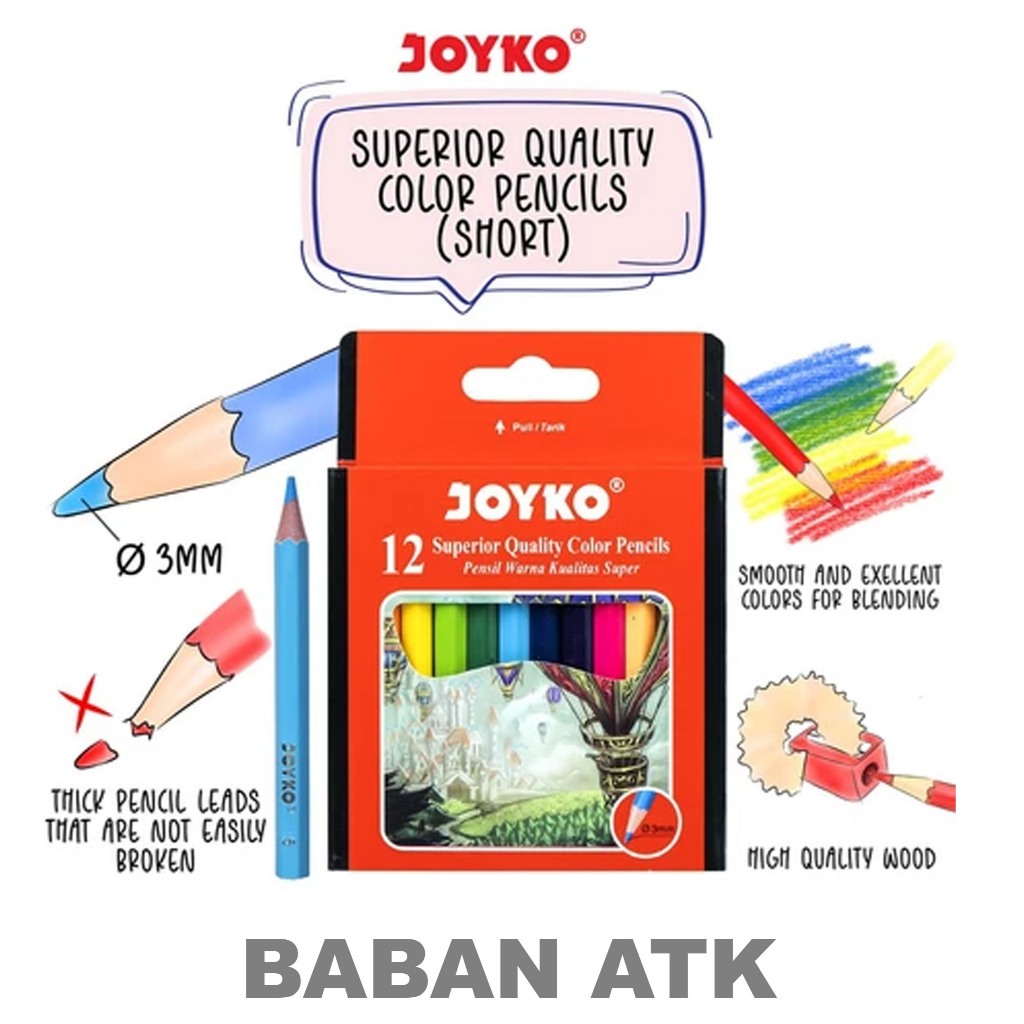 

Pencils Pensil Warna Joyko Pendek CP-102 12 Warna