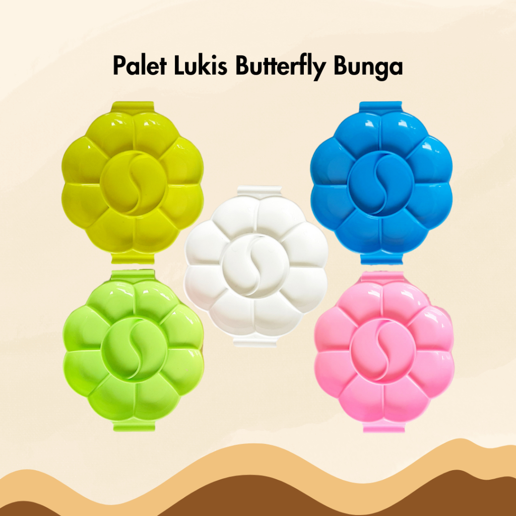 

Palet Lukis Bunga Butterfly Piring Wadah Tempat Cat Air Minyak Acrylic Akrilik