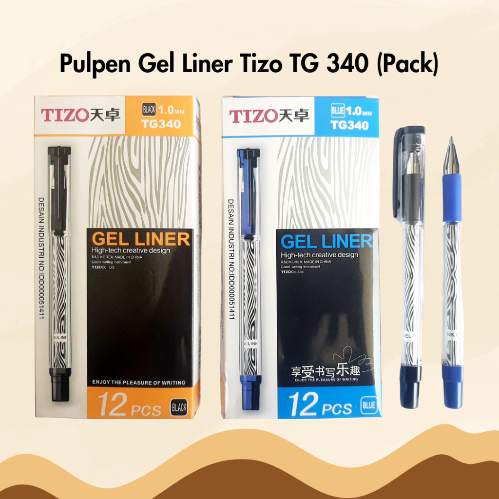 

Pulpen Gel Liner Tizo TG 340 Hitam Biru 1.0 mm 1 Pack Isi 12 Bolpen Bolpoin Ballpoint Pena Pen
