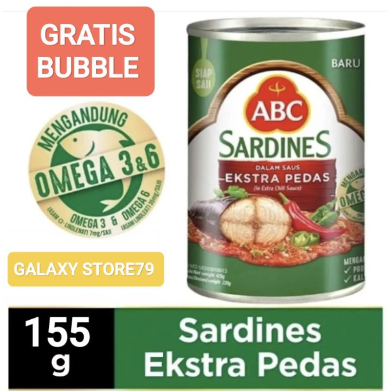 

ABC SARDINES SAUS EXTRA PEDAS ISI 155 GRAM DARI IKAN SEGAR