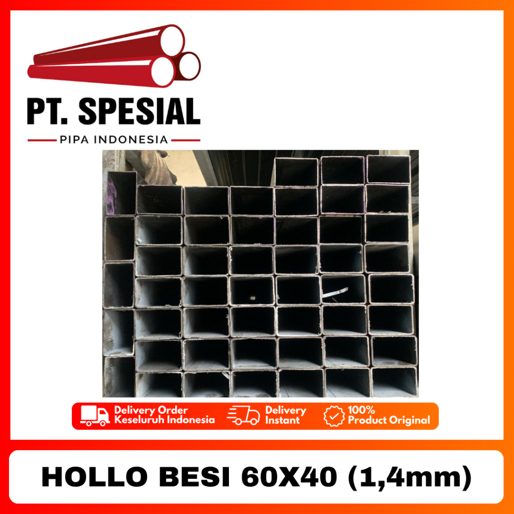 Besi Hollo 6x4 / Hollow Hitam / Hollo Besi 60x40 Tebal 1.4mm - 08