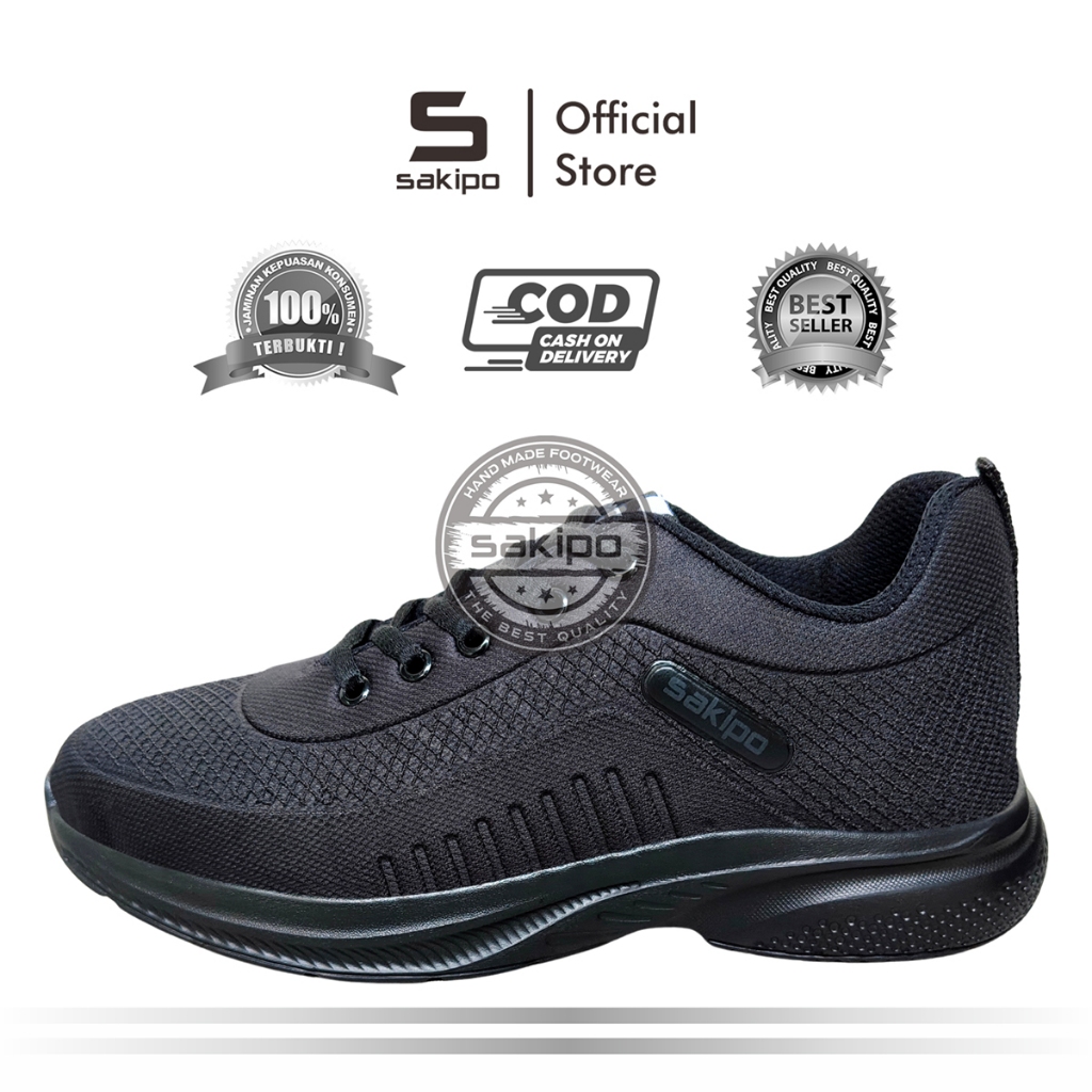 Sepatu Sekolah Hitam Polos SD SMP SMA Sepatu Kuliah Pria Wanita Sepatu Olahraga Sekolah Sakipo