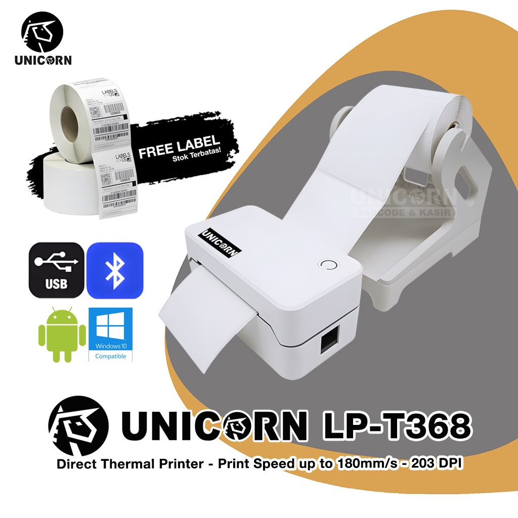 Printer Label Thermal USB Bluetooth 80mm - Unicorn LP-T368 LPT368 BT