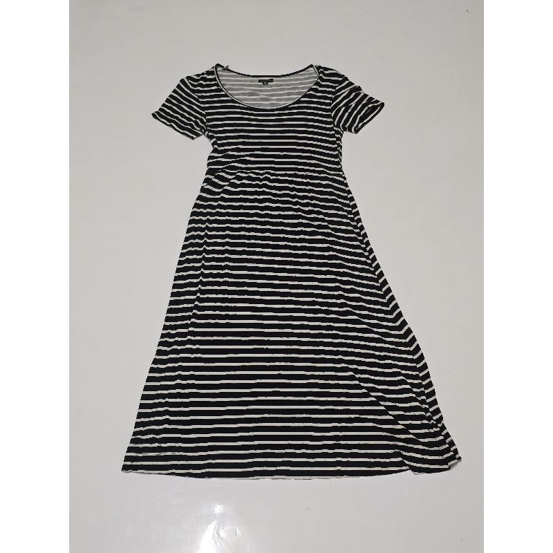 Stelan Wanita Baju Terusan Dress Kaos Garis garis  Strip Strip