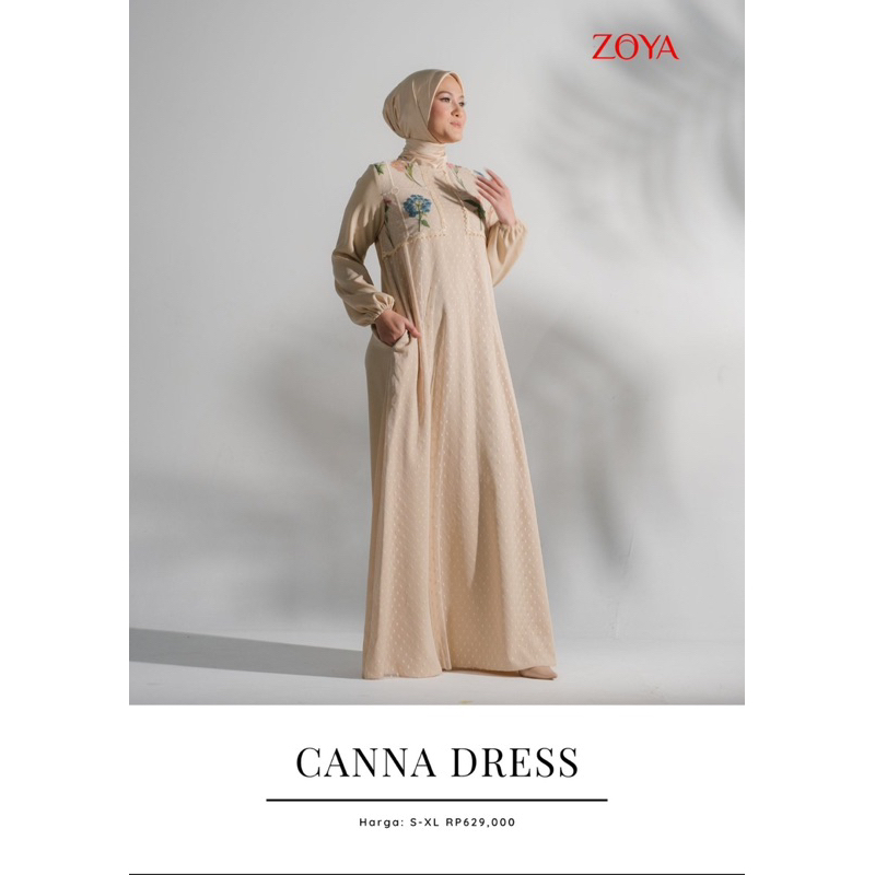 ZOYA GAMIS TERBARU - Koleksi gamis terbaru warna cream dari CANNA DRESS ZOYA