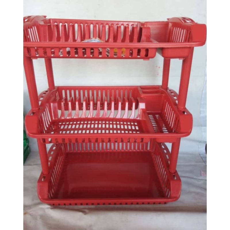 Rak Piring Plastik 3 Susun Serbaguna /Rak Piring Plastik