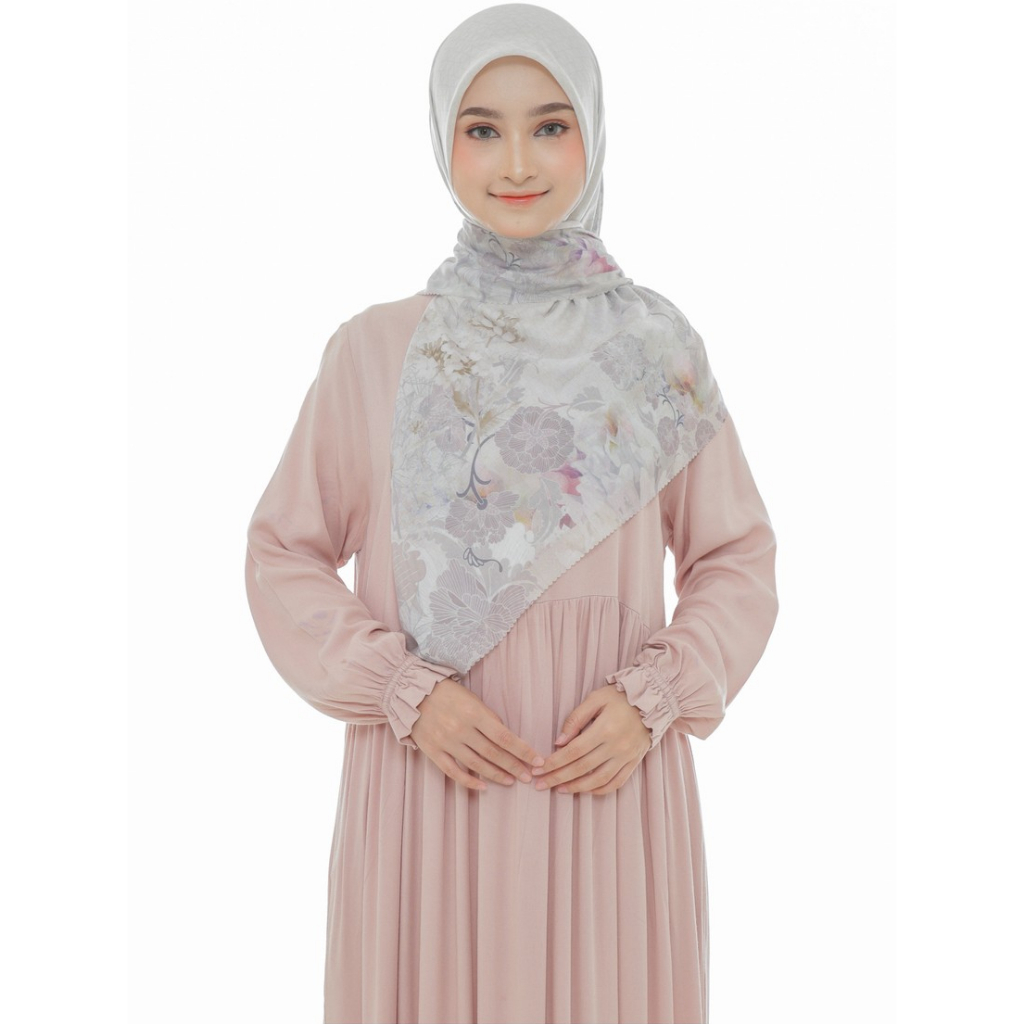 Khaleesya Scarf - Blooming Garden Series Hijab Motif Floral Segi Empat Dengan Bahan Ultrafine Tryspa