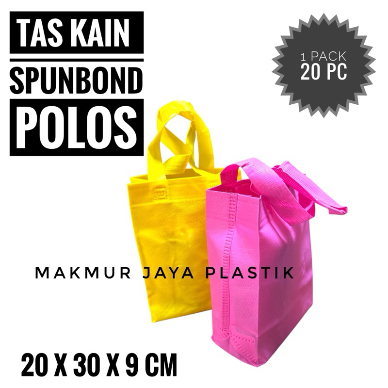 

[ FREE HANGTAG ] Tas Bingkisan Parcel Souvenir Promosi Kain Handle Spunbond Warna Polos 20 x 30 x 9 - 20 PC - Goodie, Belanja
