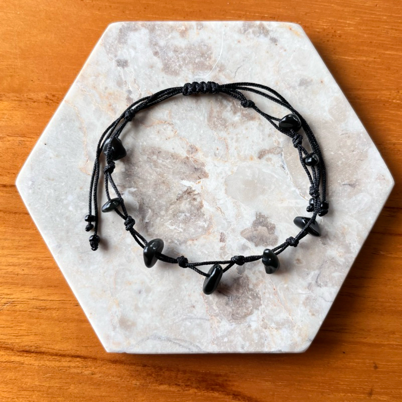 gelang tali serut batu onyx full black aesthetic hitam turki wanita ghibli giok merah emas semar man