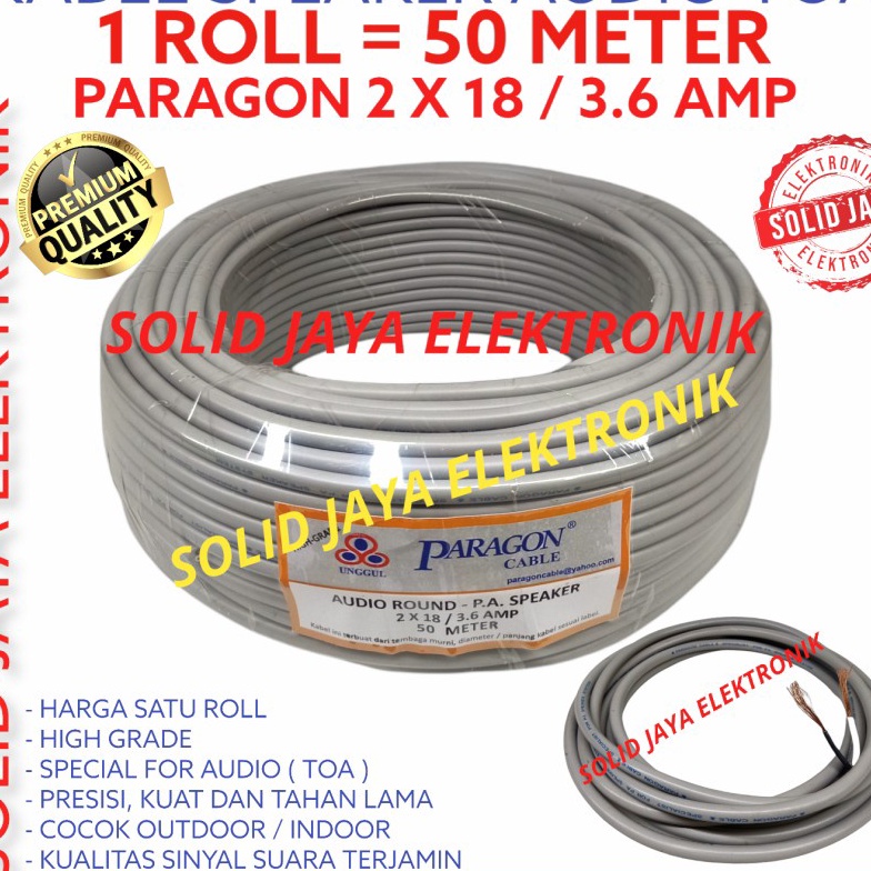 Super KABEL SPEAKER TOA PARAGIN 2X18 36AMP 1 ROL CORONG KABEL PA PARAGON IST TOA KABEL SPEAKER AUDIO