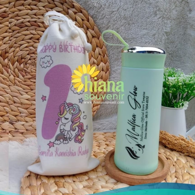 SOUVENIR BOTOL KACA MINUM NICE CETAK CUSTOM