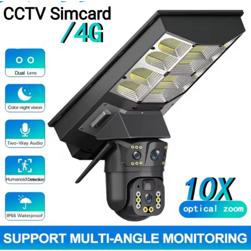 V380 Cctv PTZ OUTDOOR SIM CARD GSM Lampu + panel