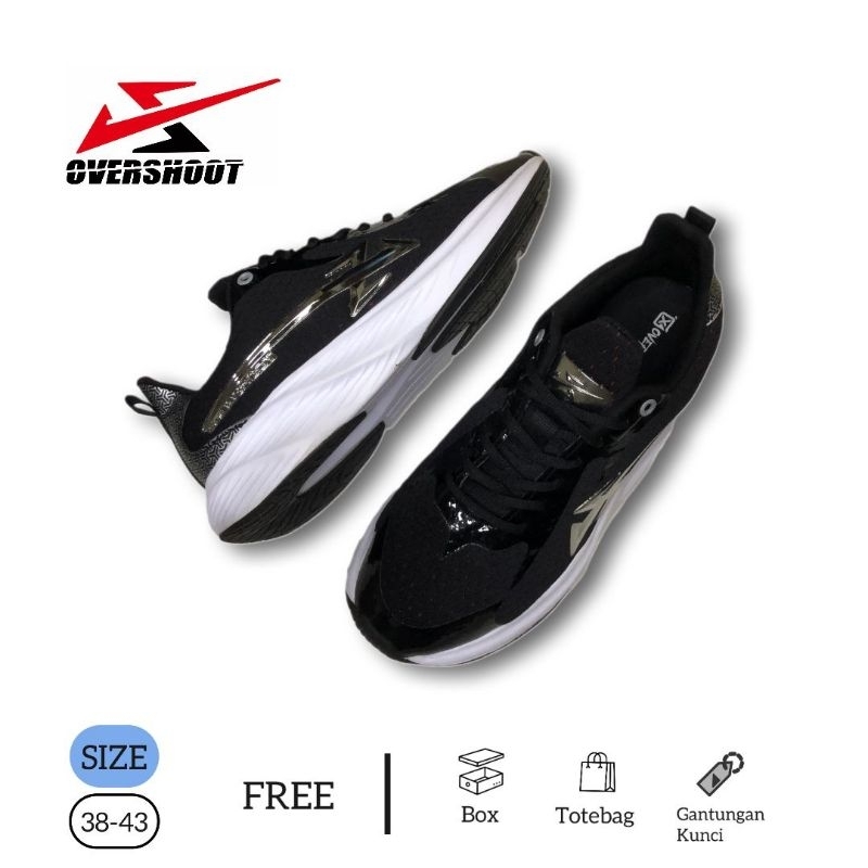 DISKON OVERSHOOT - APOLO RUNNING SHOES FULL BLACK