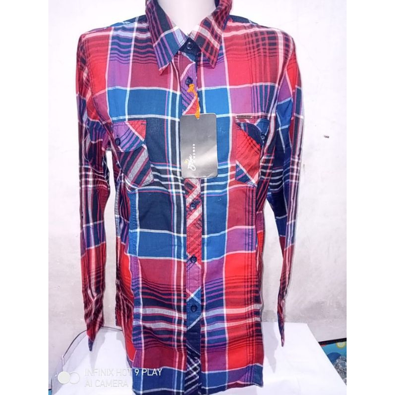 Murah Kemeja Blouse Baju Wanita MPD Emba Blue Red Check Size M