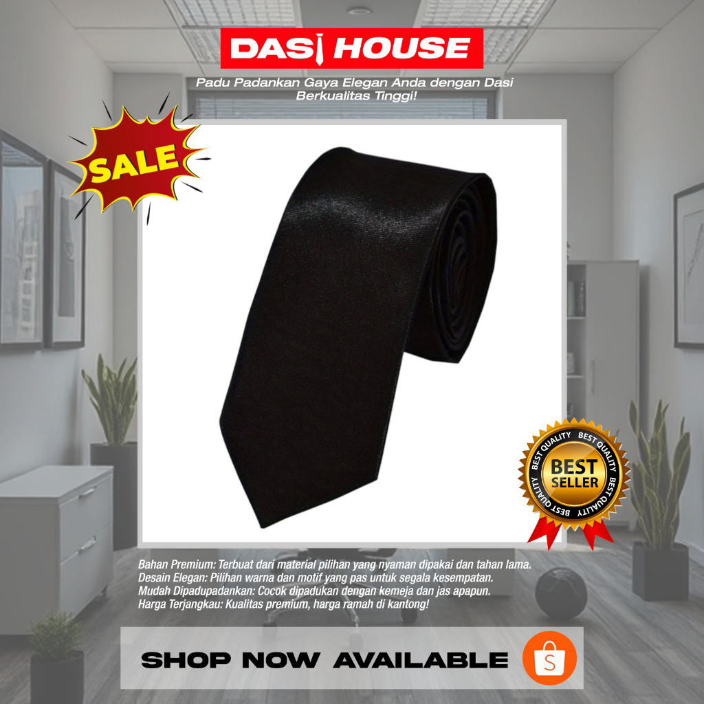 Dasi Hitam Polos Golssy Tyrone Standar Formal
