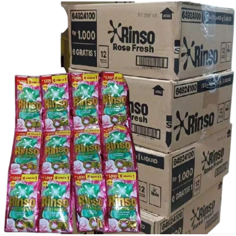 Rinso Cair 1 Dus Renceng 1000an isi 96+16sachet 40ml