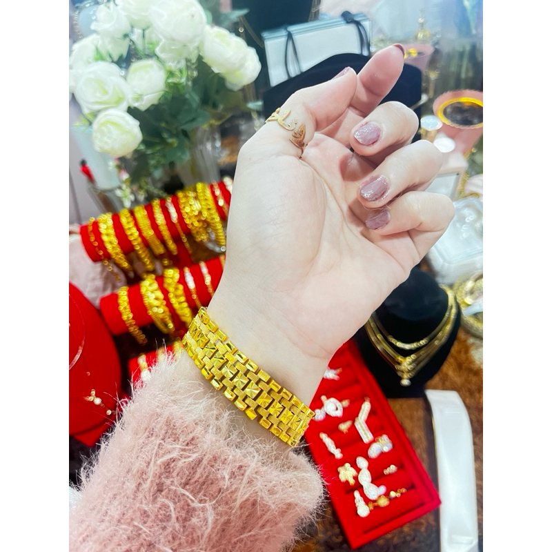 [GRATIS EMAS] Gelang Titanium HQ Lapis Emas Dubai & Bangkok 22K/24K