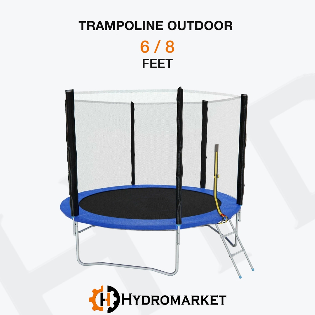 Trampolin Anak Dewasa Olahraga 6feet 1.8m, 8feet 2.4m + Tangga - Trampolin Mainan Anak Dewasa Outdoo