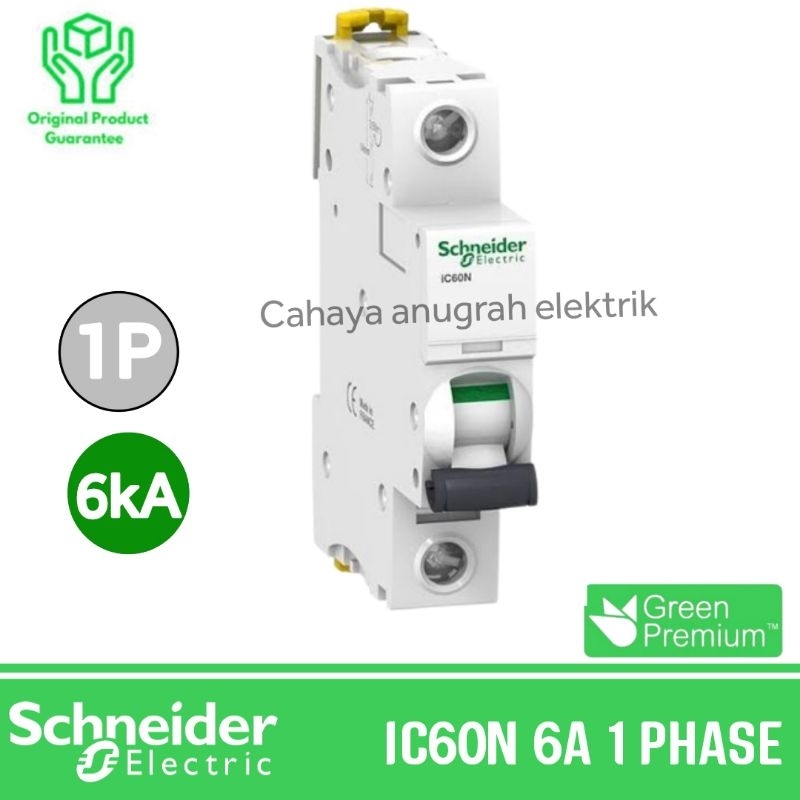 MCB SCHNEIDER IC60N 6 AMPER 1 PHASE / MCB ic60n 6a 1P 6kA original